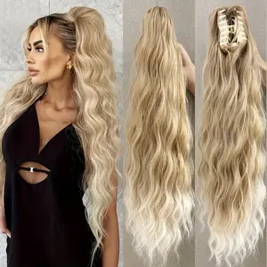 Women's Claw Clip Ponytail Extension, 24 Inch Long Wavy Synthetic Fiber Hairpiece, Heat Resistant, Perfect for Parties & Daily Wear, Claw Clip Extensions, Synthetic Hair Pieces, Synthetic Hairpieces