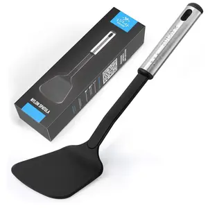 Zulay Premium Nylon Spatula (12.5 Inch) - Flexible Turner with Ergonomic Stainless Steel Handle, Non-Stick and Non-Scratch