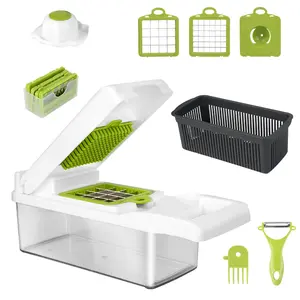 1Set 12 In 1 Vegetable Chopper With Container Kitchen Food Slicer Dicer Grater Peeler Egg Separator Hand Protector For Onion Salad Potato