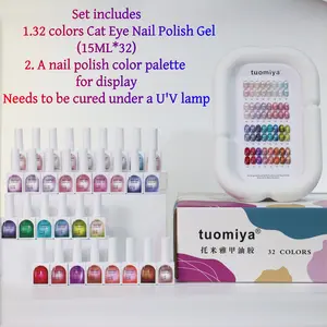 32 Color Cat Eye Nail Art Gel Set, Manicure, UV Light Gel, Rich Colors, Fine Texture, Includes Color Palette, Professional Nail Salon Essential, Nail Products