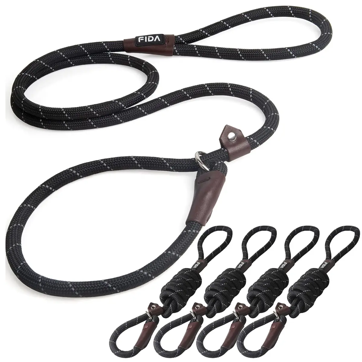 Fida Dog Leash Bulk Pack of 5, Slip Lead for Large & Medium Dogs, Trainer Recommended Anti-Pull Anti-Choke Training Leash, No Collar Needed & Easy to Control, Reflective Dog Leashes for Safe Night Walks#Summervibes #petlovers