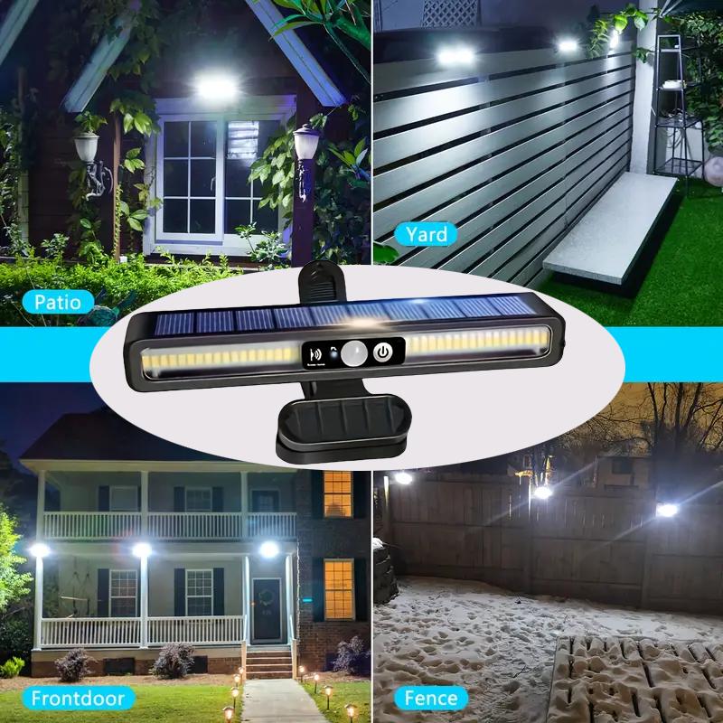 1PC Solar-Powered Clip-On Light with Auto On/Off, Motion Sensor, 3 Lighting Modes, Extended Run Time, IP6 Waterproof Rating—Ideal for Gardens, Outdoor Spaces, Camping Fences, Emergency Lighting, and more.