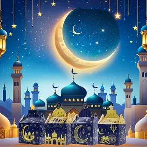 8/16 Piece Ramadan Gift Box Set, Sustainable Mixed Design Eid Mubarak Packaging, Islamic Muslim Festival Party Supplies, Moon Castle Boxes