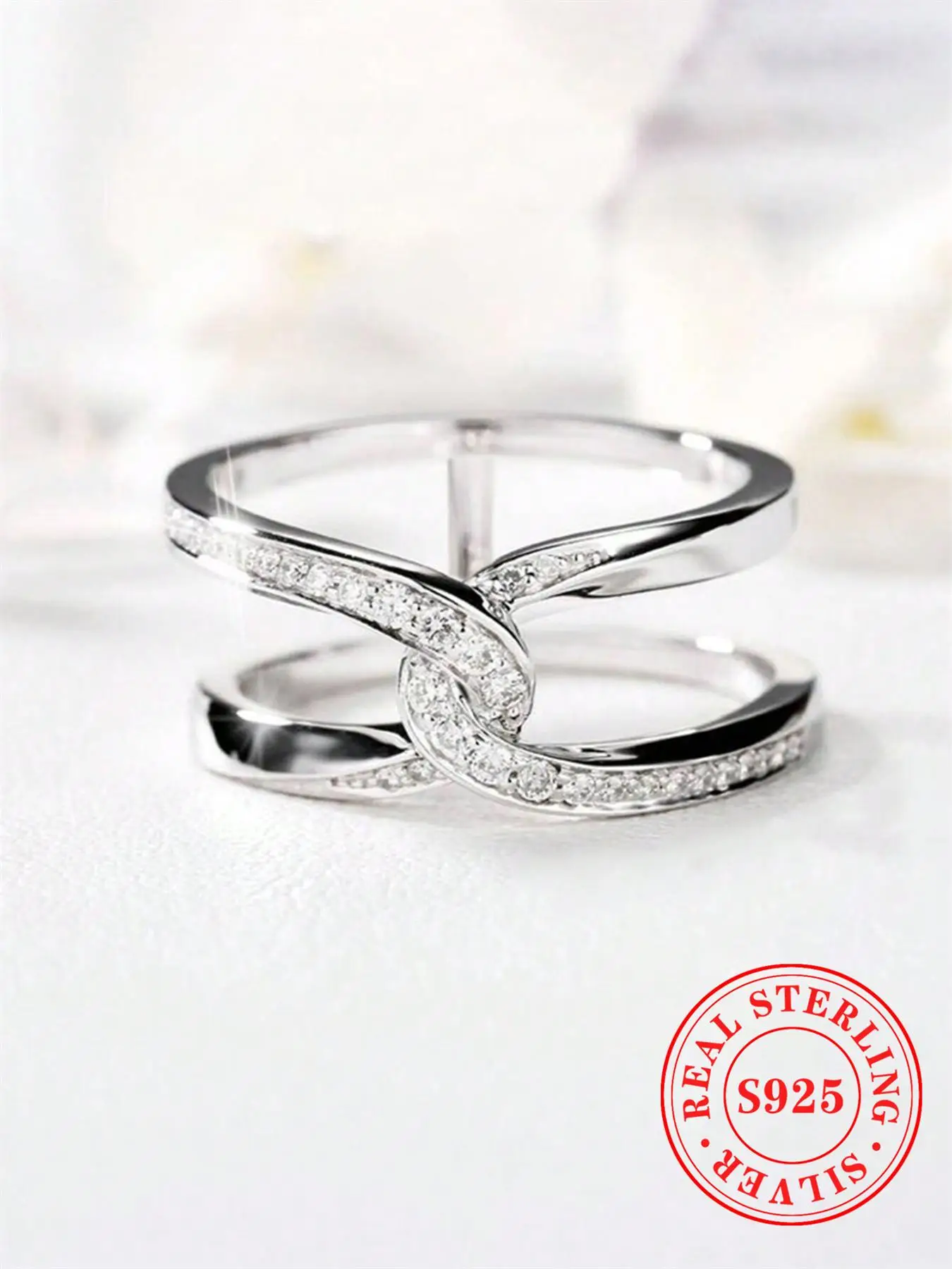 925 Sterling Silver Fashion Artificial Zircon Decorated Ring, Fashion Jewelry for Party, Daily Decor, Trendy All-match & Exquisite Jewelry for Birthda