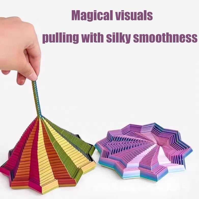 Colorful Geometric Vortex 3D Printed Toy: Multi-layered Star-shaped Structure with Gradient Color Visual Feast, Creative Stress-relief Plaything & Desktop Art Ornament, A Novelty with Distinct Niche Design Sense