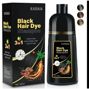 3 in 1 Hair Dye Shampoo - Can cover gray hairs,Herbal Ingredients,Contains Ginseng Extract,Natural Haircoloring, black hairdye,Long-Lasting Color in 10-15 Mins, Instant Color Shampoo Hair Shampoo Champu Con Tinte Para Canas, Paraben-Free & Hypoallergenic