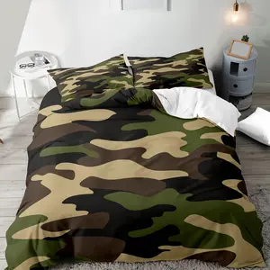 Camouflage Print Duvet Cover Set, 2/3 Counts Including 1 Duvet Cover & 1/2 Counts Pillowcase, Soft Comfortable Bedding Set for Home Bedroom, Decorative Duvet Cover