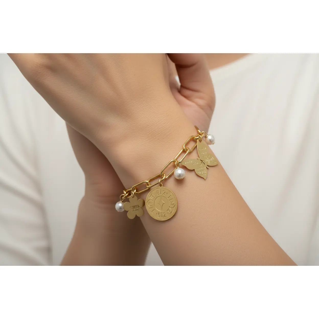 512 BRULL Paperclip Chain Charm Bracelet