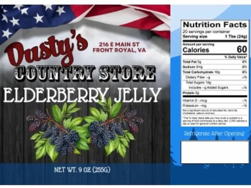 Dusty's Country Store Elderberry Jelly 9 OZ
