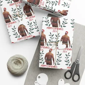Mike Tyson Butt Funny Christmas Wrapping Paper, Merry Chrithmith Xmas Paper, Funny Holiday Gift