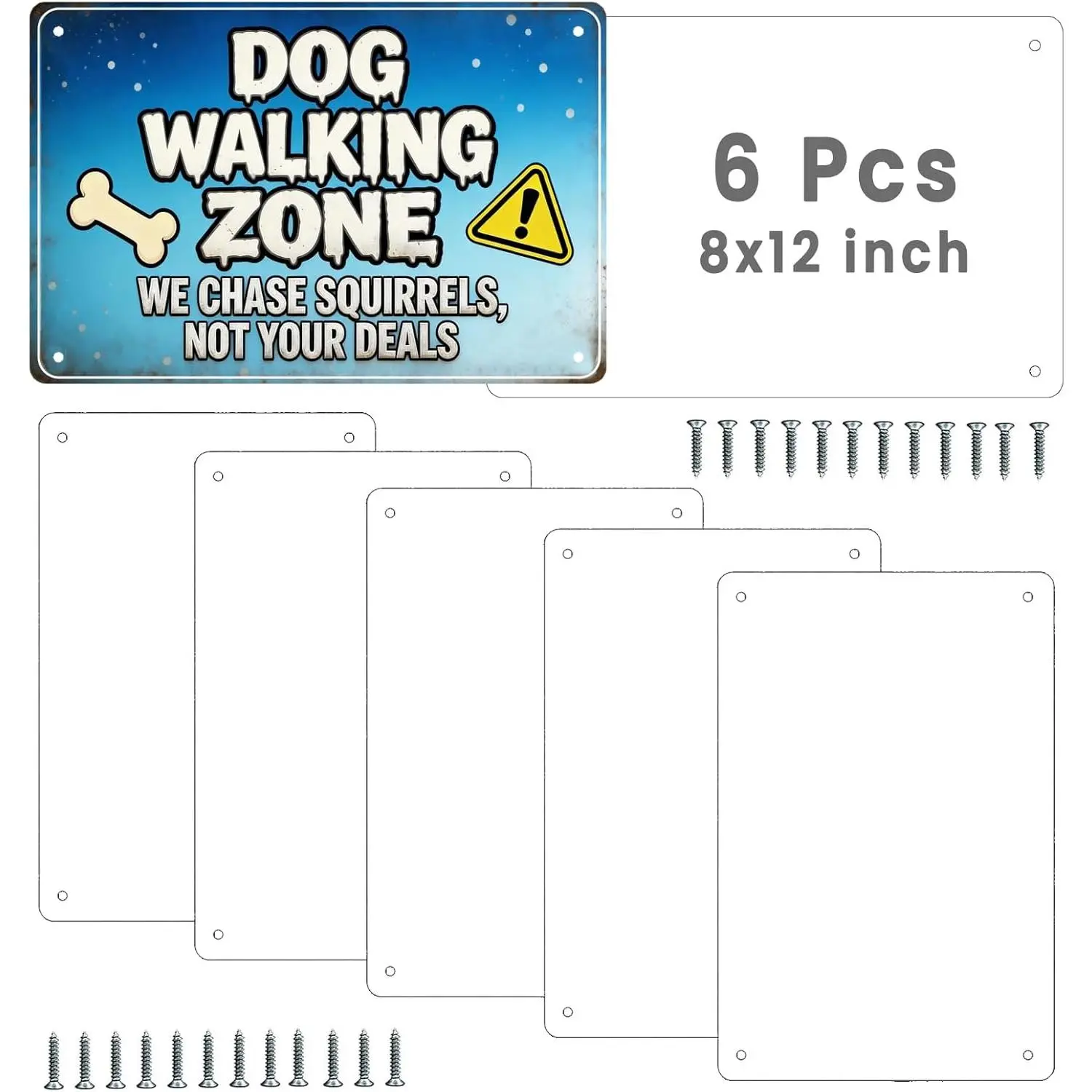 6 Pcs 8"x12" Sublimation Metal Sign Blanks, 0.65mm Aluminum Signs Blanks Bulk Products, Metal Sublimation Aluminum Sheets with Holes for DIY Photo Yard Sign Home Wall Decor