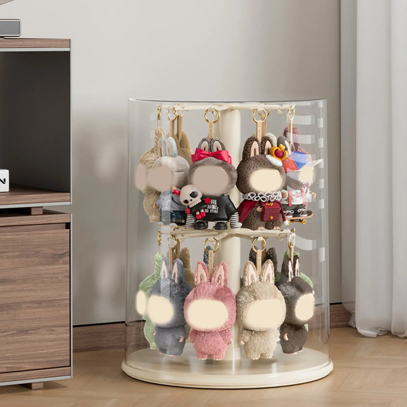 Rotating Display Case - 360° Clear Figure & Keychain Display Case with Dust Proof Cover,for 17/15cm Plush Dolls, Stackable Holder Display Shelf for Collectibles,NO Dolls (Rotate)，Valentine's Day gift，gift to girl friend