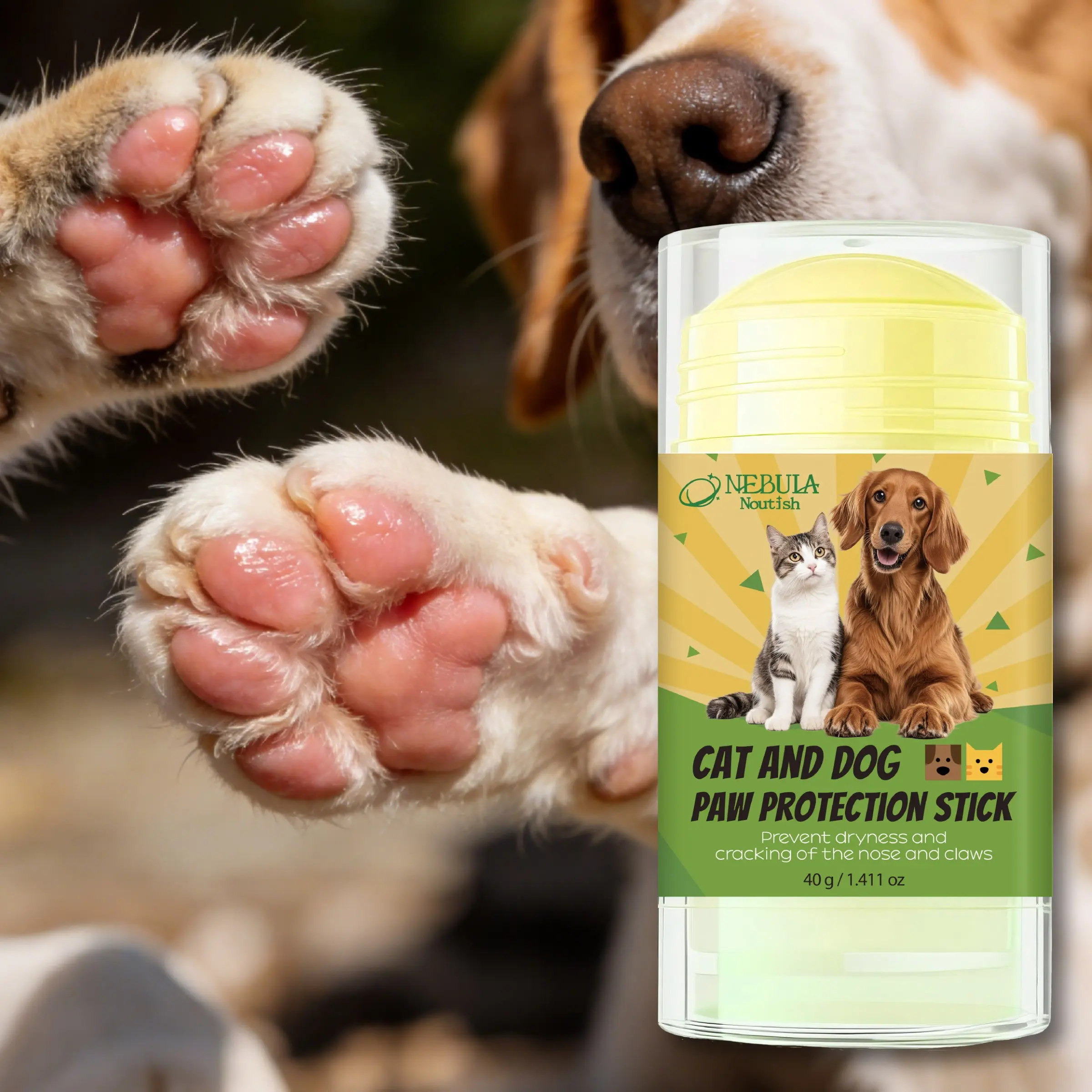 40g Pet Foot Care Balm, Dog Cat Paw Moisturizer, Prevents Dry Cracks, Nourishing Foot Cream, Ideal for Dogs and Cats, Gentle Formula, Daily Canine Wellness