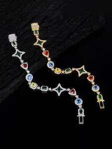 Hiphop Jewelry Accessories Colorful Gemstone Exquisite Bracelet for Women, Trendy Fashion Zircon Men's Bracelet, High-End Look