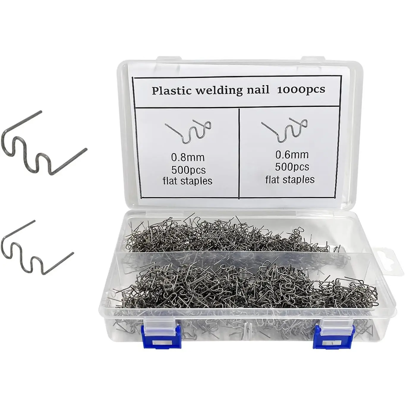 1000 count Hot  Bumper Welding Rods, 0.6mm 0.8mm Bumper Repairing Plastic Welding Kit, Metal Wave Shape Hot Staple Welding Wire for Machine Repair,  Accessories