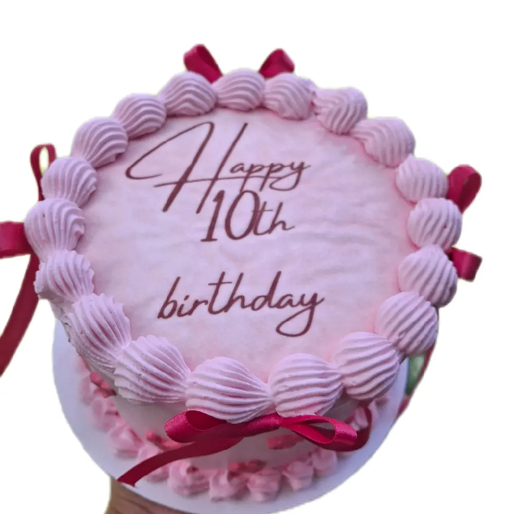 Happy 10th Birthday Edible Sheet Size 8.5x11 Picture is 6" Pink Design