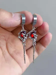 Romantic Gothic Floral Blood Rose Artificial Crystal Pendant Earrings, Women's Halloween Party Jewelry, Unique Fashion Accessories