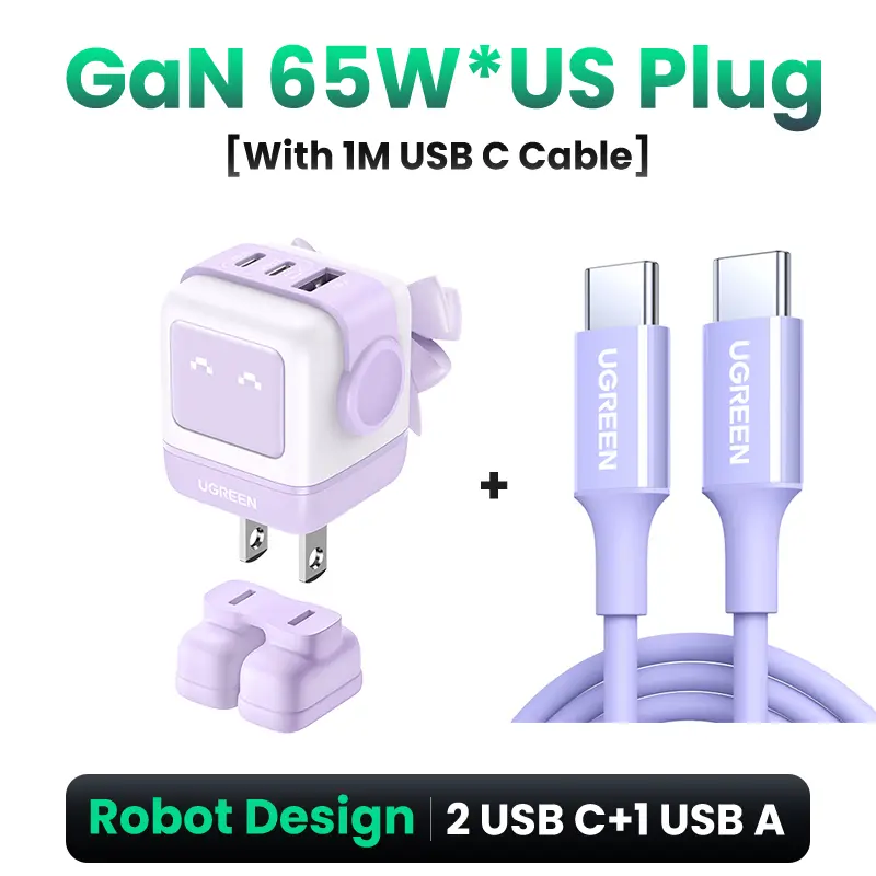 65W Robot Charger+60W Cable-Purple