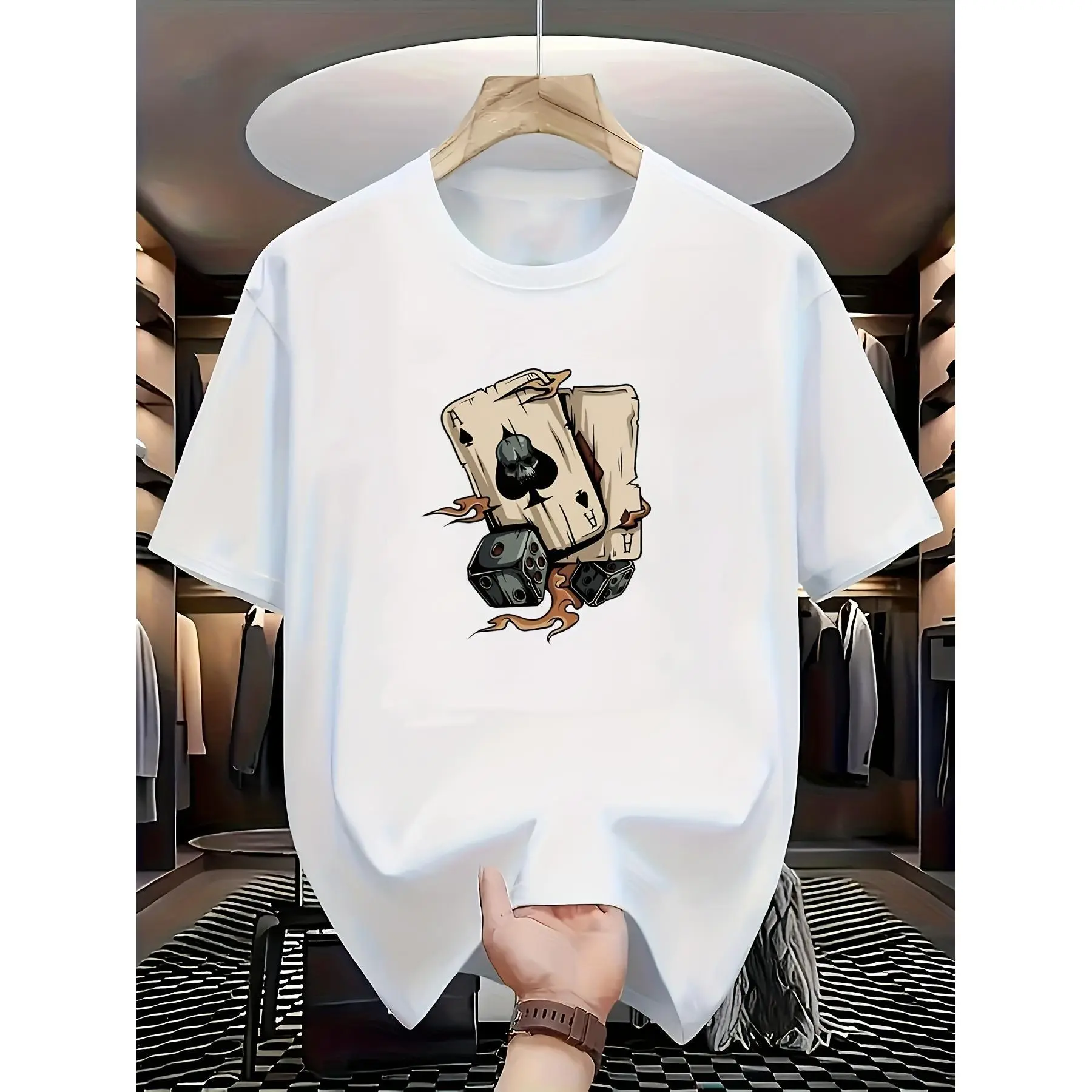 Summer Casual Short Sleeve T-Shirt Poker Master Magician