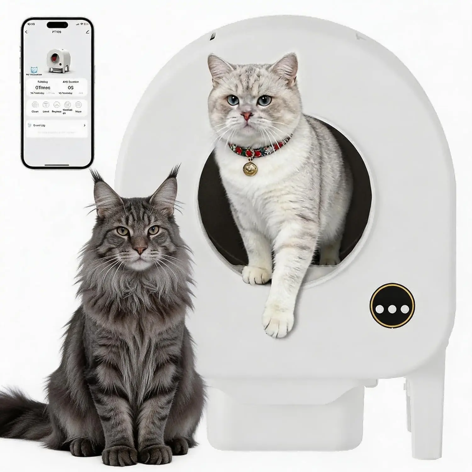Smart Self-Cleaning Cat Litter Box, WiFi-Enabled Automatic Litter Box with Safety Protection, Large Capacity for Multiple Cats & Included Liner Bags