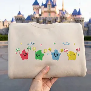 Embroidered Cute Cosmic Star Sweatshirt, Galaxy-Inspired Star Outfit, Adorable Space Character Embroidery Shirt, Gift for Him