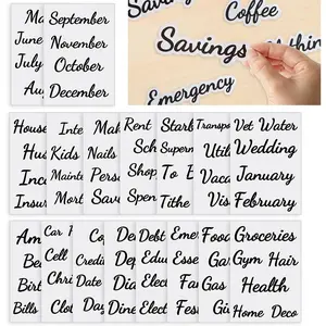 80  Envelope Label Stickers - Black Bold Budget Binder List Labels for Monthly Finance Planner & A6  Binder, Budgeting Category Clear Stickers for Budget Wallet,   Organizer