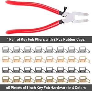 40Pcs Key Fob Hardware Set - 1 Inch Keychain Hardware with Pliers for Wristlet,Lanyard & Key Chain Making Supplies summervibes