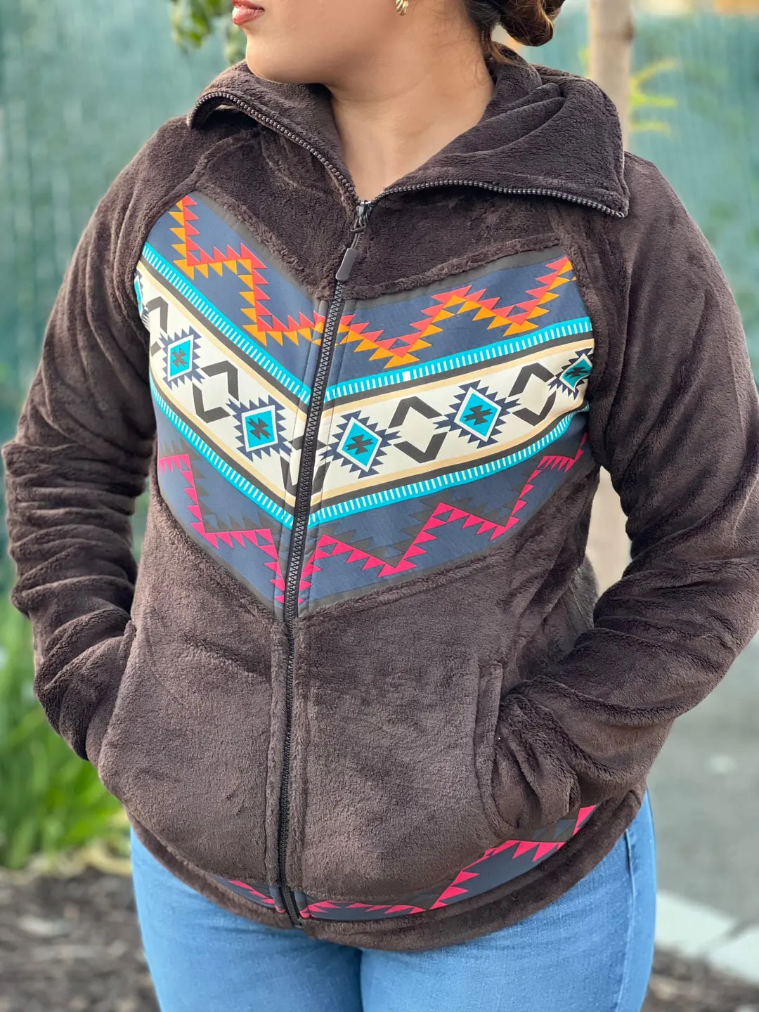 WOMEN'S AZTEC FUR JACKET - ROCK&ROLL DENIM