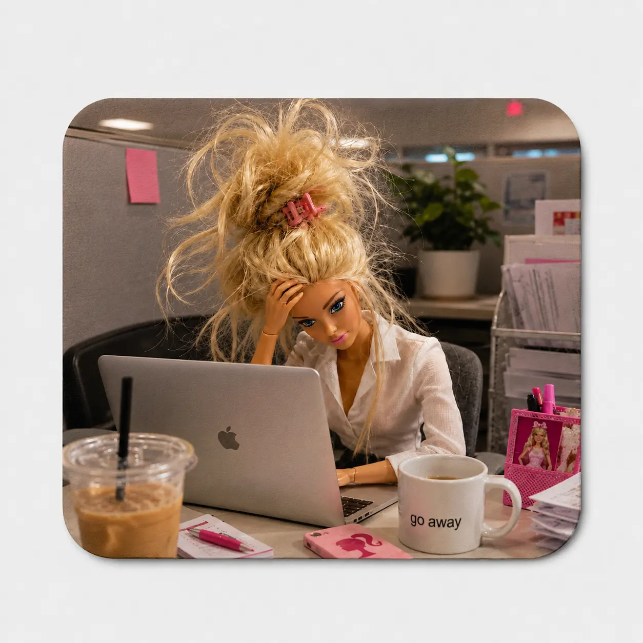 Funny Office Doll Mouse Pad, Tired Work Desk Mat, Gift for Coworkers