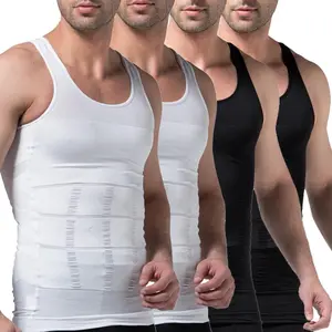 Gihuo 4 Pack Men’s Compression Tank Tops Tummy Control Shapewear Slim Fit Workout Undershirt Breathable Stretch Athletic Activewear Menswear Bestie Operator Biker T-Shirt