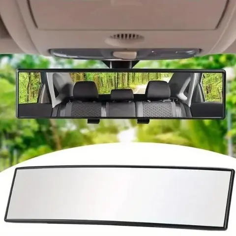 Rear View Mirror Universal 12 Inch Panoramic Convex Real View Mirror Interior Clip-on Wide Angle View Cars SUVs Trucks Various Kinds Vehicles High-Quality Materials Compact Convenient