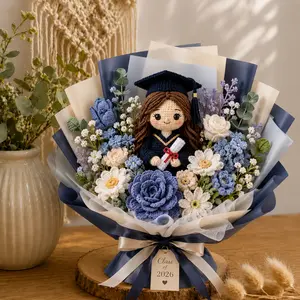 { FLASH SALE } Viral Handmade Crochet AMIGURUMI Graduation Bouquet 2026 | Personalized Graduate Doll & Flower Arrangement | Unique Keepsake Graduation Gift for Her, Daughter & Best Friend | Cute Aesthetic Graduation Bouquet