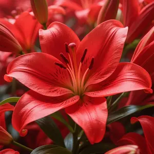100PCS Red Lily Seeds for Planting, Colorful Flower Seed Pack for Garden, Patio, Balcony and Outdoor Growing, Seeds Only, Not Live Plants
