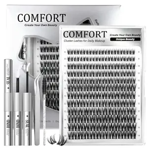 132-Piece Flaunt Flora Eyelash Cluster Set, Natural Lash Extension Kit, Wispy Short Individual Lashes, 8-14mm Wet Look, Daily Makeup Use