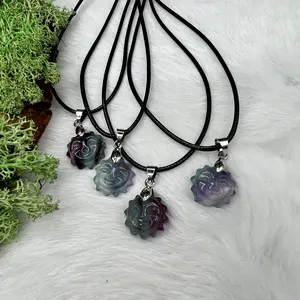 Rainbow Fluorite Sun Crystal Pendant