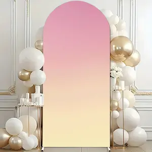 Pinkish-purple and light yellow gradient arch backdrop for party decorations, suitable for themed gatherings, without stand, Wedding Party Backdrop