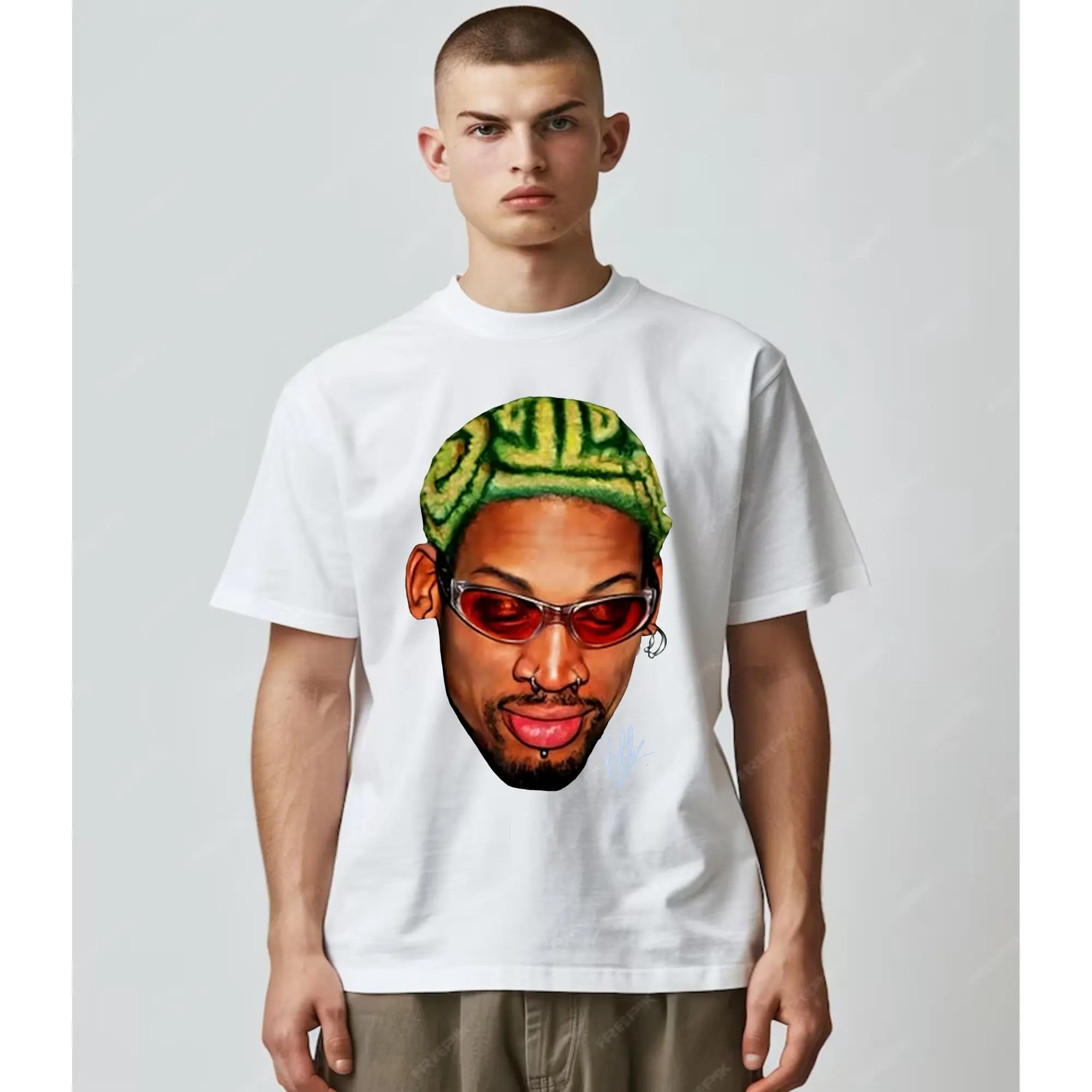 Dennis Rodman Zig Zag Green Hair Rodzilla Hollywood T-Shirt, Unisex Short Sleeves Tee for Men and Women