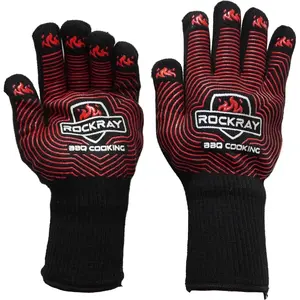 BBQ Gloves, Heat Resistant Kitchen Oven Mitts, Large Cooking Gloves for Grill,Grilling,Smoker,Barbeque ROCKRAY