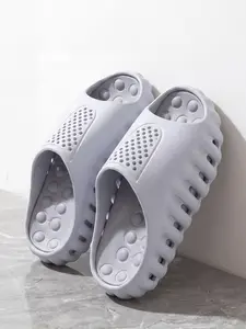 Men's Outdoor Massage Slide Slippers, Comfortable Casual Eva Sole, Gingham Pattern, Ideal for Beach and Indoor Walking, All Seasons