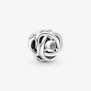 April Clear Eternity Circle Charm