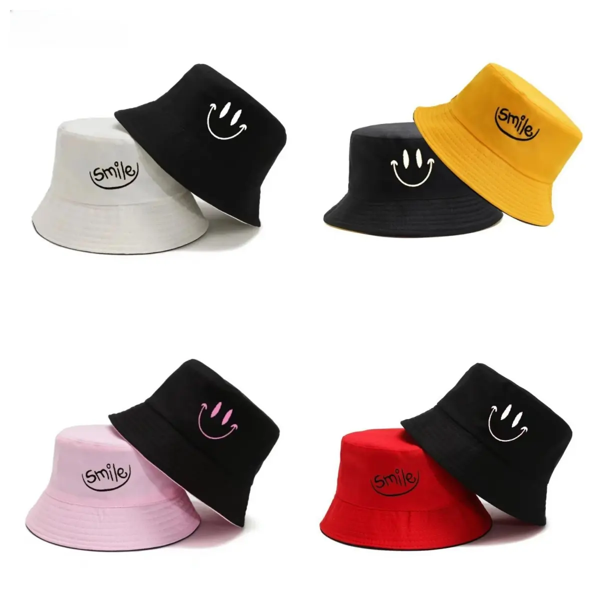 Reversible Double-Sided Smiley Face Bucket Hat For Men Women, Cute Smile Letter Print Wide Brim Sun Hat, Breathable Foldable Y2K Fisherman Cap, UV Protection Headwear For Summer Beach, Camping Travel, Daily Streetwear & 4th Of July Outfits