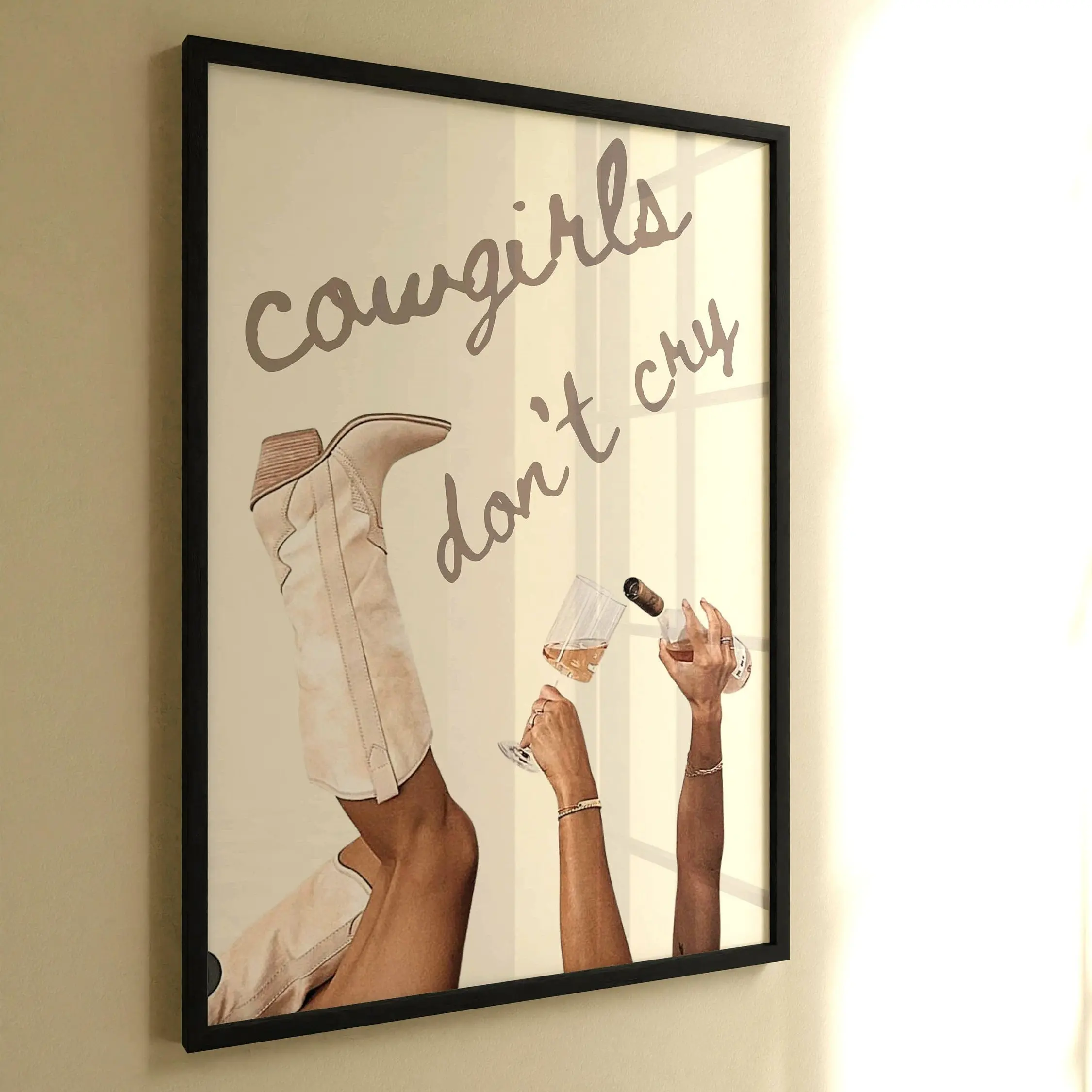 Playful High-Resolution 'Cowgirl Don't Cry' Unframed Art Print - Waterproof Home Decor, Nursery-Office Accent, People-Focused Printing Home Supply