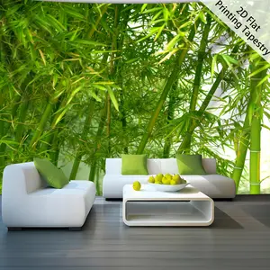 [2D printing] 1 piece - extra large size - green fresh ecological bamboo forest - high definition digital printing giant tapestry - polyester fiber - home decoration - free installation