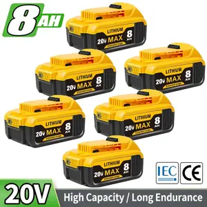 8.0Ah Lithium Battery Replacement for Dewalt 20V Battery Lithium-ion MAX DCB200 DCD/DCF/DCG/DCS Series dewalt batteries