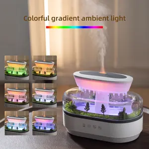 Latest Micro Landscape Raindrop Aromatherapy Humidifier with Music & Rain Sound, LED Light, Ideal Gift for Home Office Baby Plants