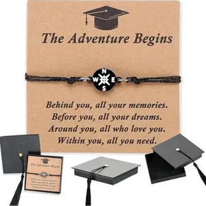 Orphic Graduation Gifts 2026 for Her Him Class of 2026 Compass Bracelet Adjustable Jewelry for Kindergarten 5th 8th Grade Middle High School College Nurse Senior Teen Girl Boy Daughter Student Graduation Gift with Gift Box & Card, Unisex