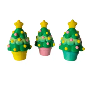 Christmas Tree Clicker Fidgets 3" - Festive Green with Pink & Yellow Accents for Stress Relief Stocking Stuffers