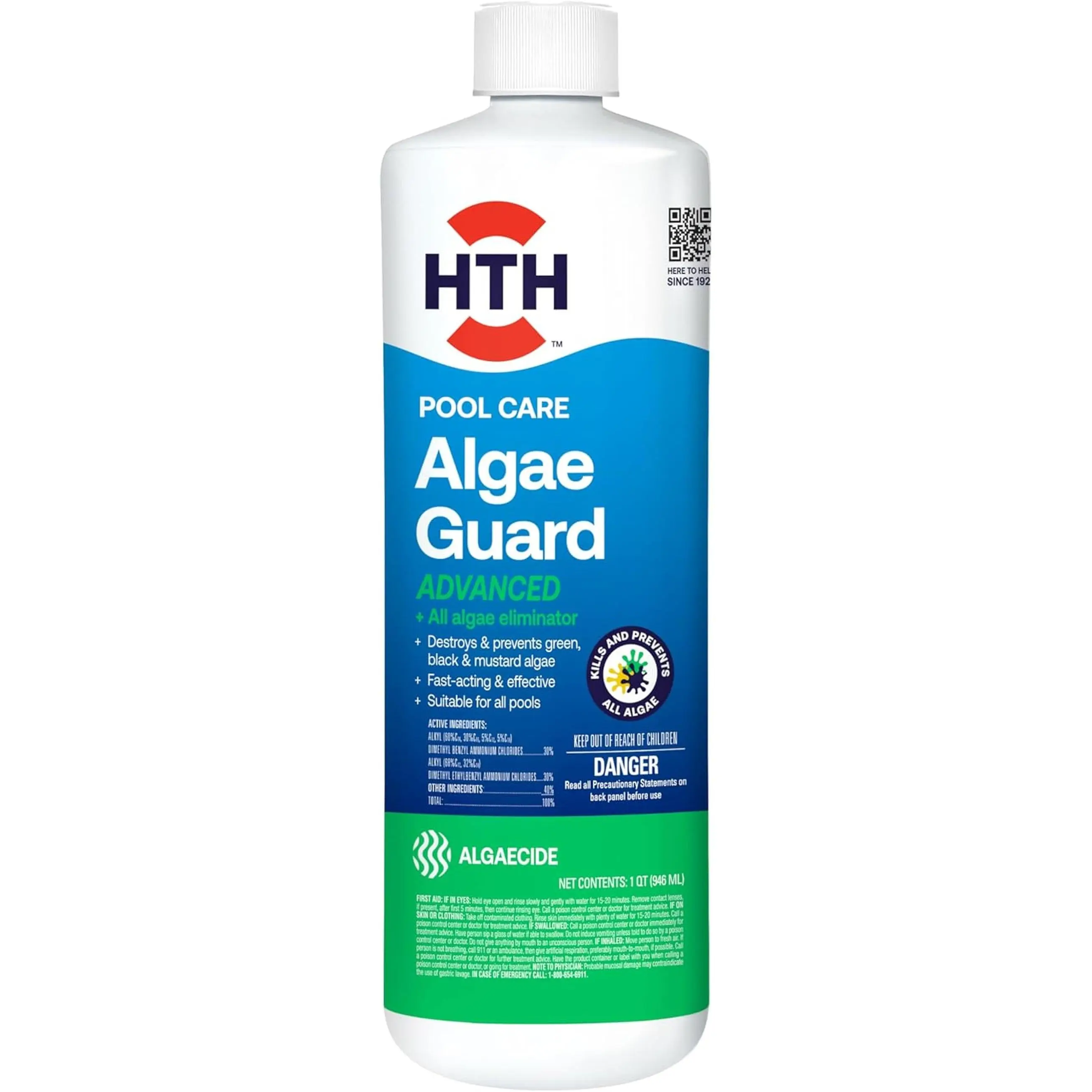 Advanced Pool Algae Guard — Prevents Green, Black & Mustard Algae, 32 oz
