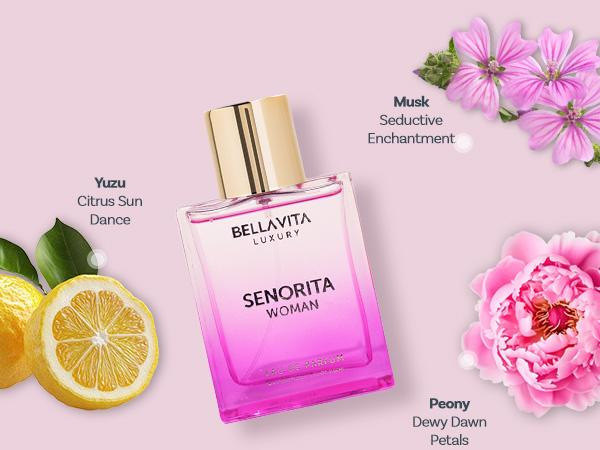 BellaVita Luxury Blush & Senorita Perfume Combo for Women | Eau De Parfum Gift Set | Long Lasting Fruity, Woody & Musky Fragrances | 2 x 100ml | Premium, Elegant & Luxurious Perfume Duo