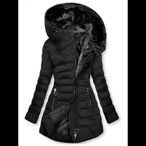 chicago  coat  winter Women's Winter Windproof Fur Warm Slim Fit Down Jacket Waterproof Long Ski Coat for Commuting Polyester Outerwear(Raincoats)(Sheets)